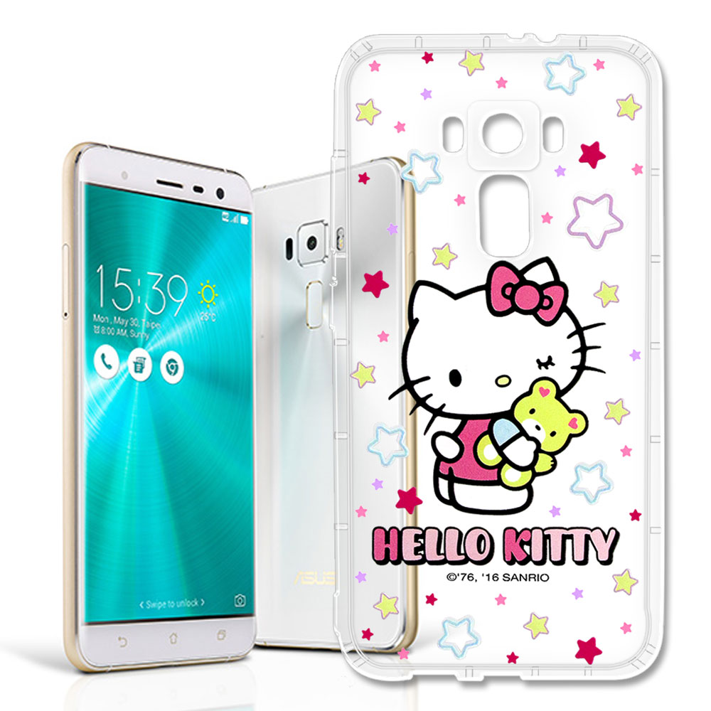 三麗鷗授權 Hello Kitty 凱蒂貓 ASUS ZenFone 3 5.5吋 ZE552KL 彩繪空壓手機殼(星星)