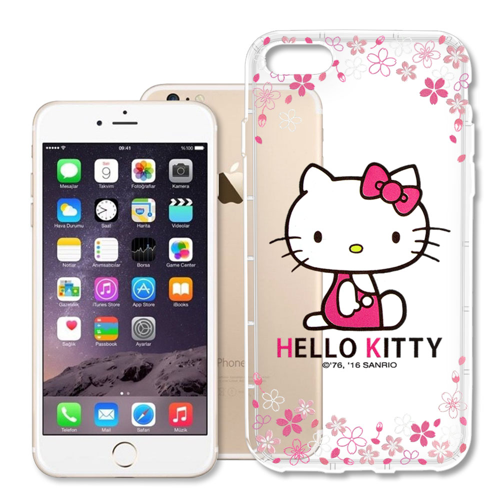 三麗鷗授權 Hello Kitty 凱蒂貓 iPhone 7 4.7吋 彩繪空壓手機殼(櫻花)