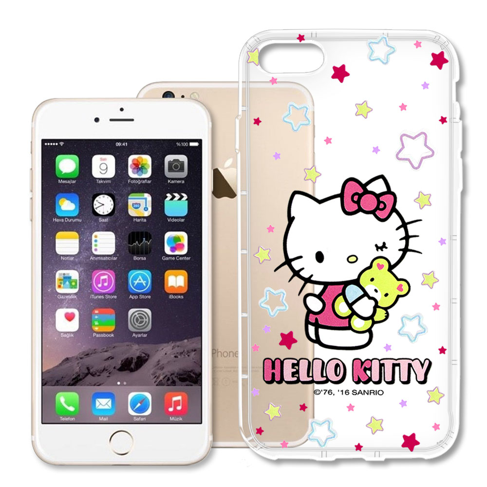 三麗鷗授權 Hello Kitty 凱蒂貓 iPhone 7 4.7吋 彩繪空壓手機殼(星星)