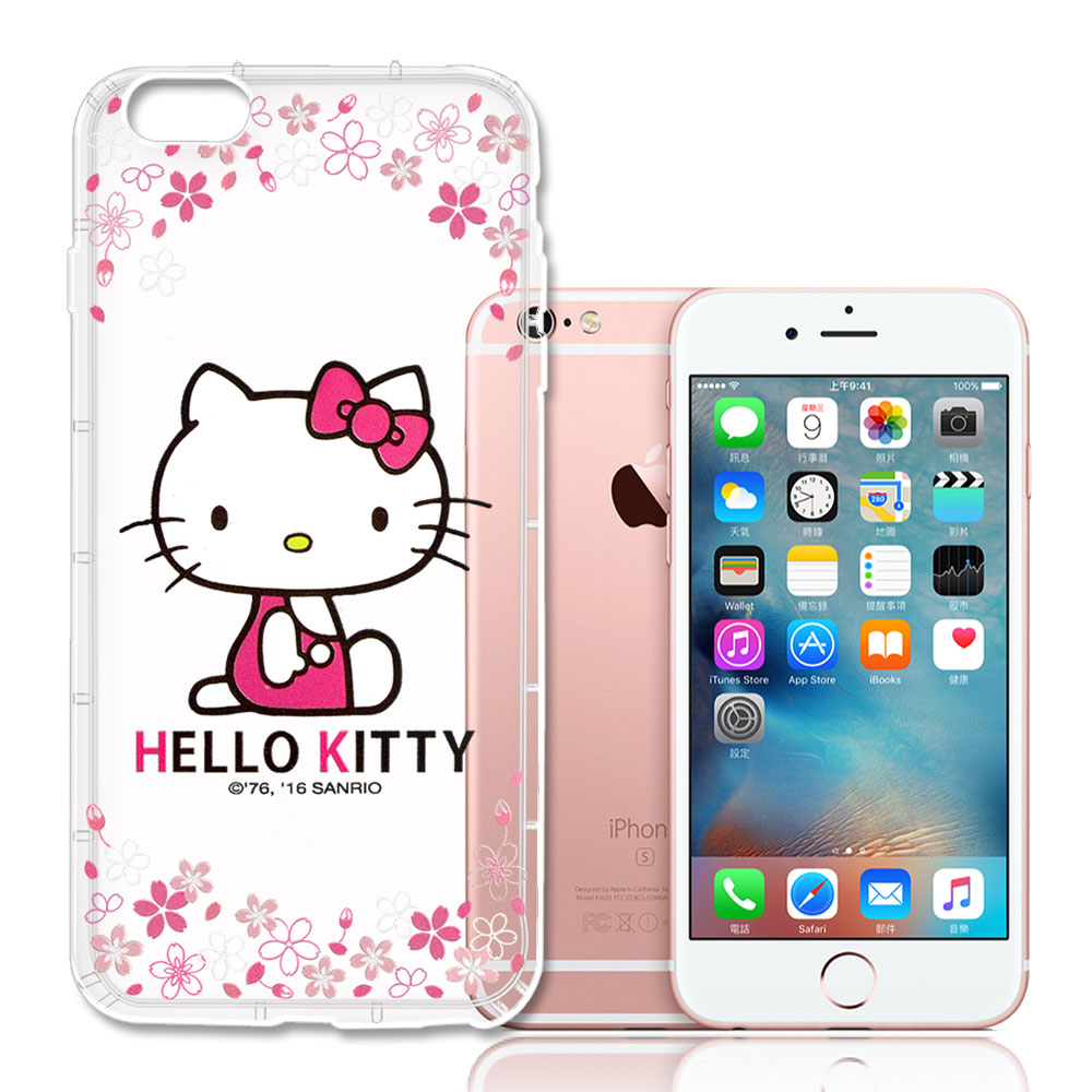 三麗鷗授權 Hello Kitty 凱蒂貓 iPhone 6s / 6 Plus 5.5吋 i6+ 彩繪空壓手機殼(櫻花)