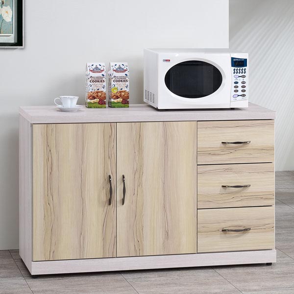 《Homelike》莉薇4尺餐櫃(二色可選)白栓木紋雙色