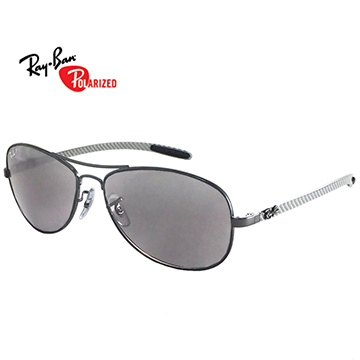 【Ray Ban 太陽眼鏡】RB8301-004/N8-59 限量碳纖維系列#偏光太陽眼鏡 (銀框-薄水銀鏡面)