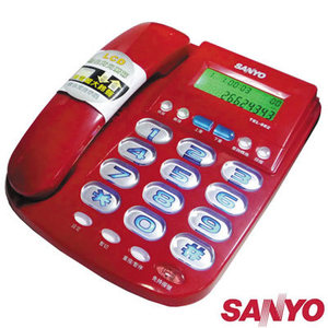 台灣三洋 大字鍵 超大鈴聲 來電顯示 有線電話 TEL-982紅色