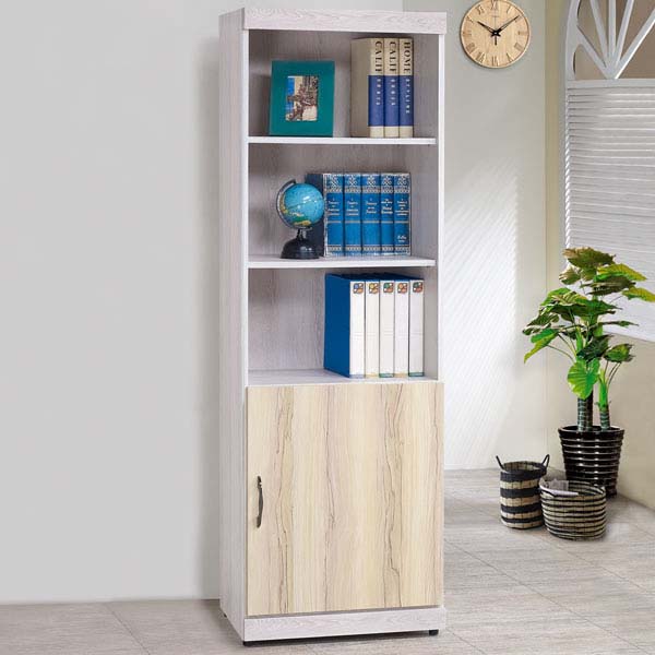 《Homelike》莉薇2尺單門書櫃(二色可選)白栓木紋雙色