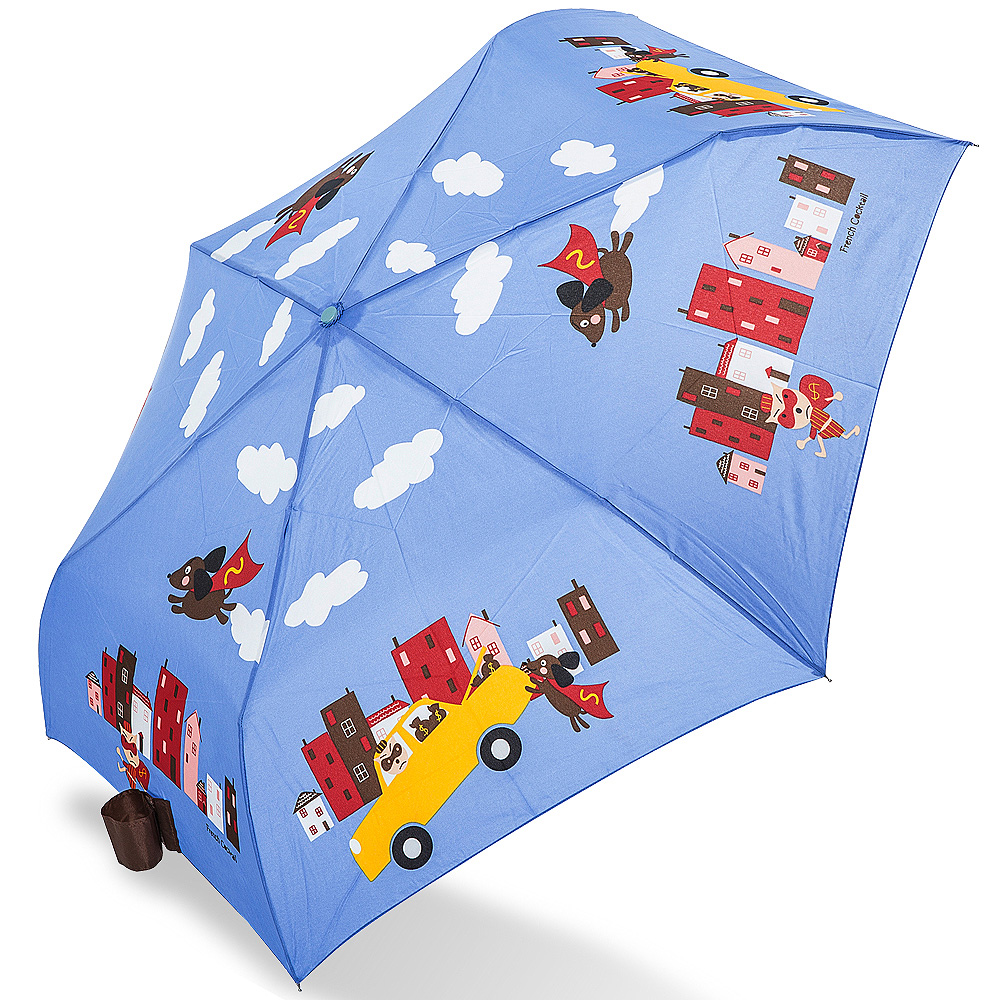 【rainstory】貓Super dog(藍)抗UV輕細口紅傘