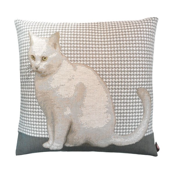 Art de Lys法國原裝 2162G白色貓咪抱枕套50x50