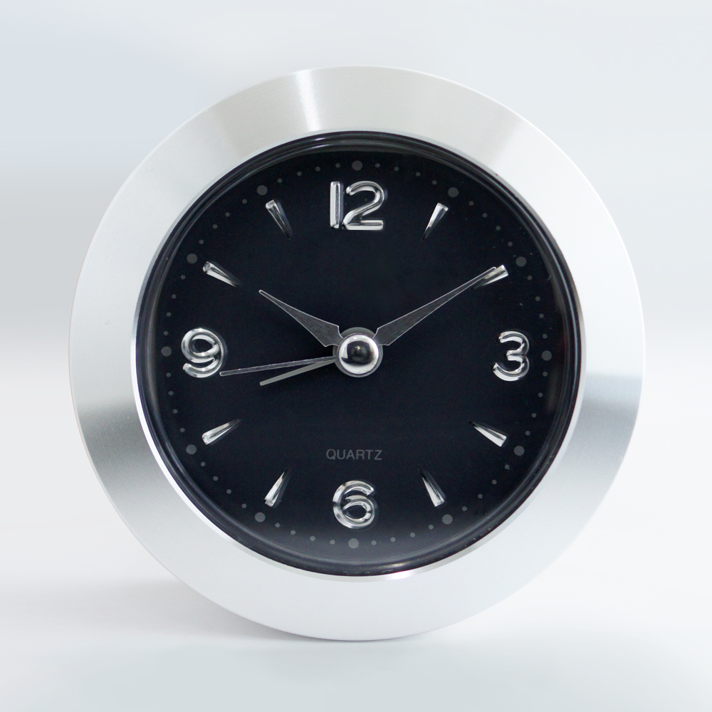 極簡主義 金屬黑工業風設計銀色立體數字小鬧鐘