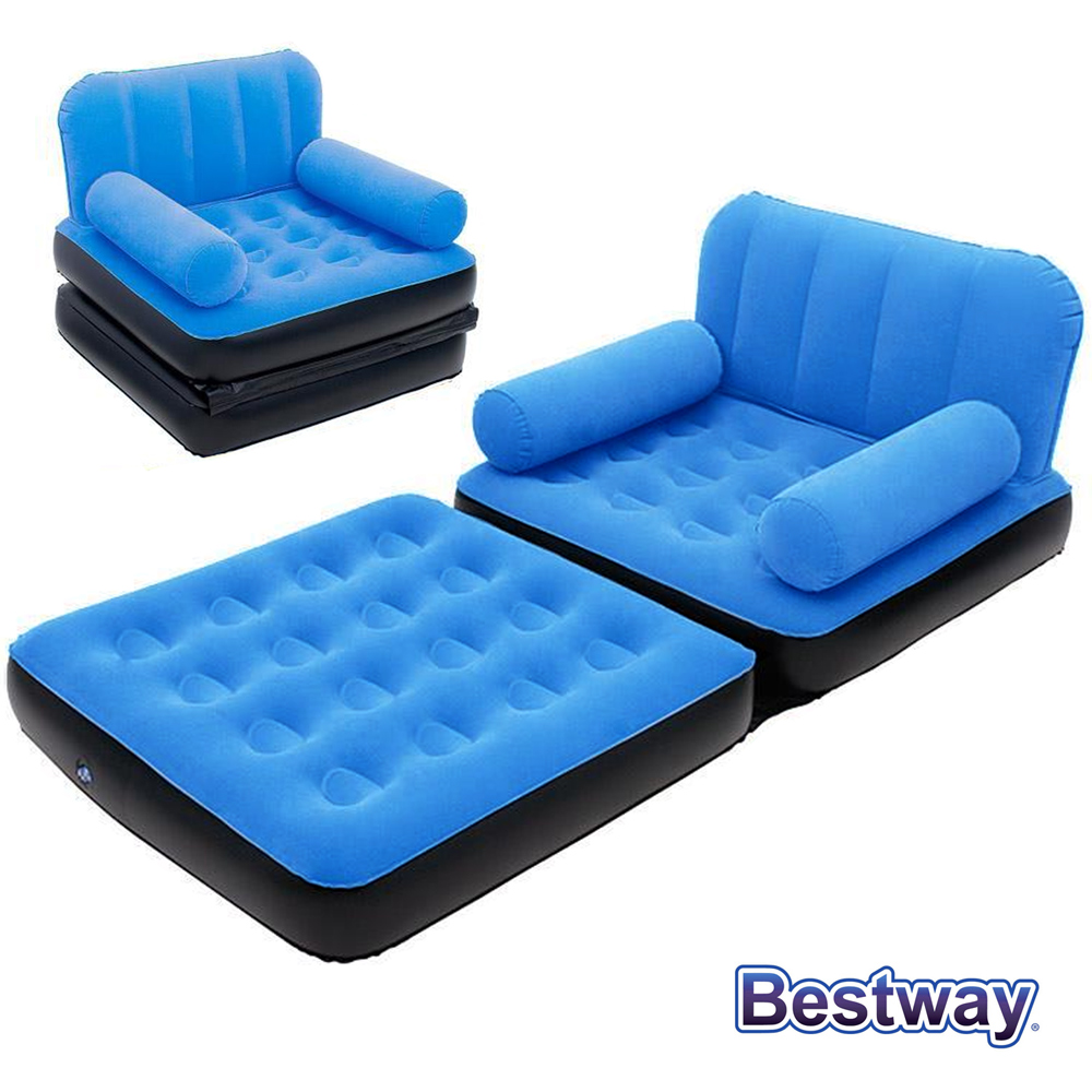 【BESTWAY】多功能充氣式單人折疊沙發椅.空氣床 (67277)(天藍)