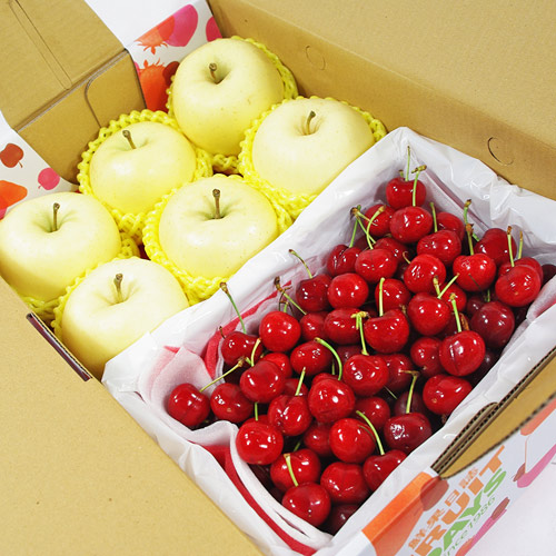 【鮮果日誌】金蘋禮讚櫻桃禮盒（日本金星蘋果6入+櫻桃2.5台斤）