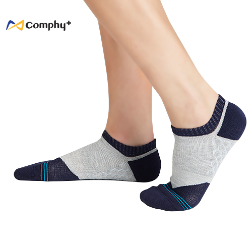 【Comphy +】花紗船形運動襪 2 雙組 M 號（淺灰）- 除臭 抑菌 吸濕排汗更舒服