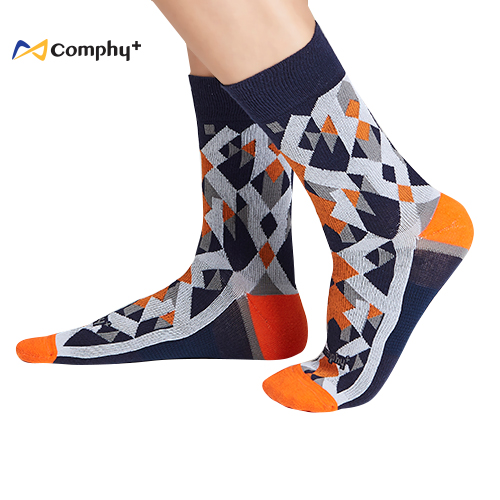 【Comphy +】幾何撞色休閒四分襪（深藍）- 除臭 抑菌 吸濕排汗更舒服