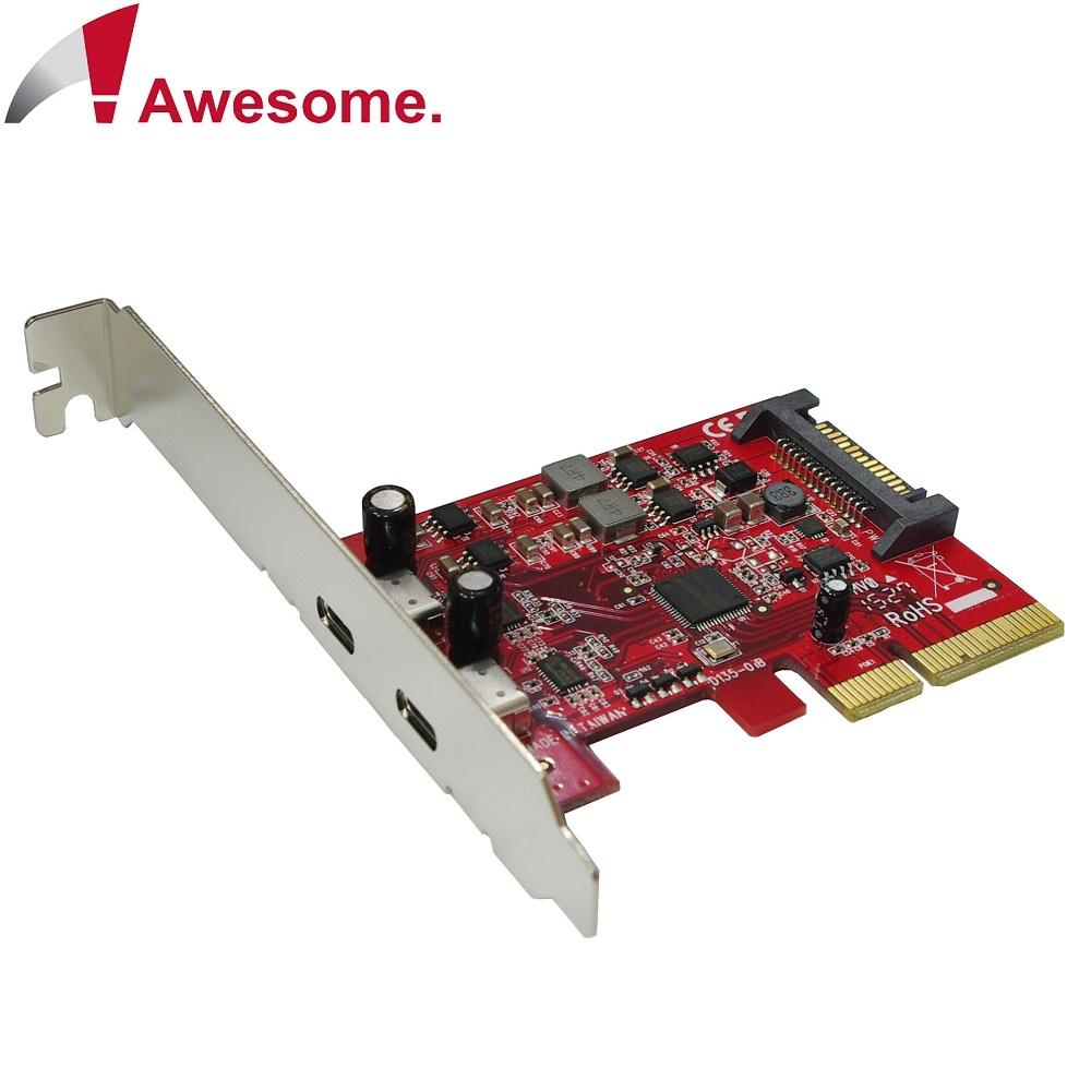 Awesome PCIe x4 2埠TypeC USB 3.1 10Gbps擴充卡－AWD-UB-135