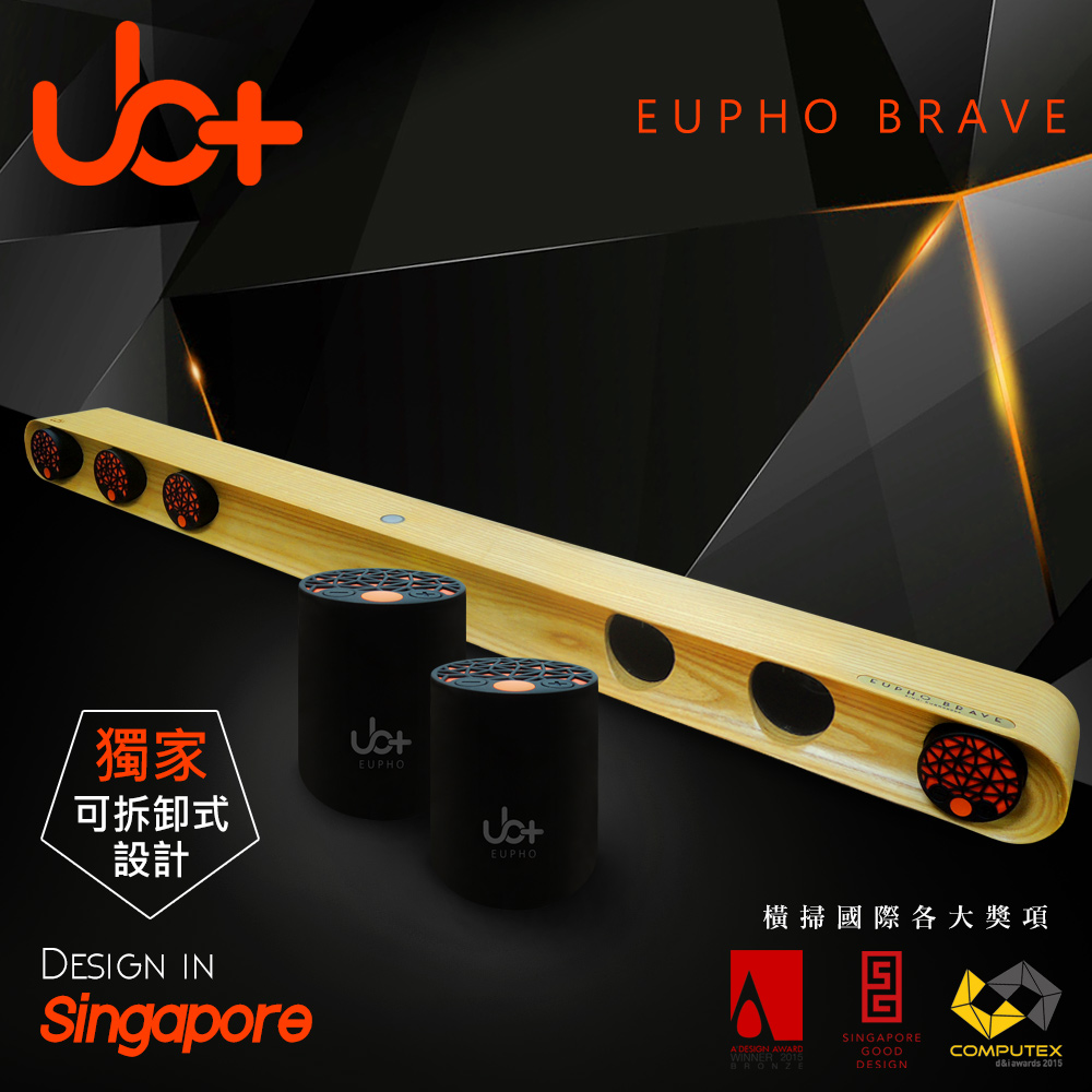 【新加坡UB+】原木模組化立體音藍牙劇院EUPHO BRAVE內斂黑6入+原木音箱