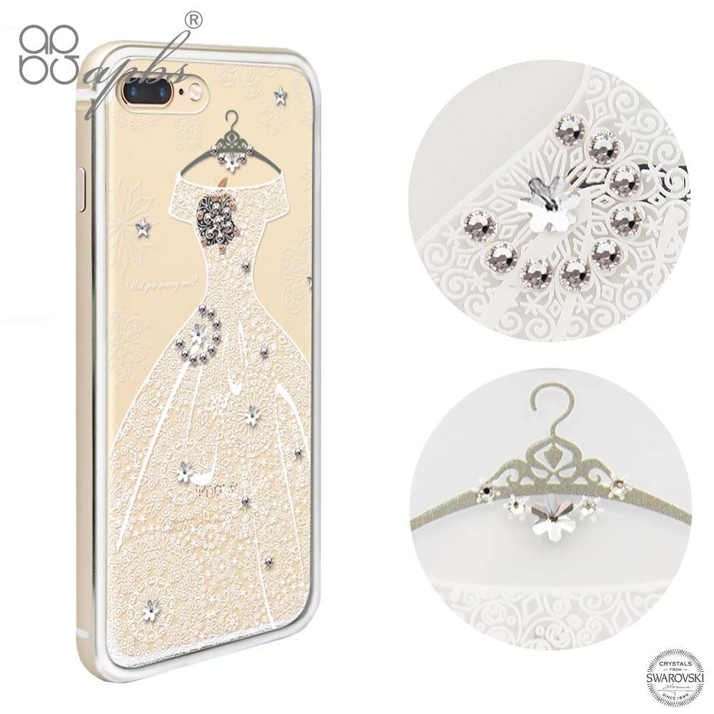 apbs iPhone7 PLUS 5.5吋 施華洛世奇彩鑽鋁合金屬框手機殼-金色禮服(奢華版)