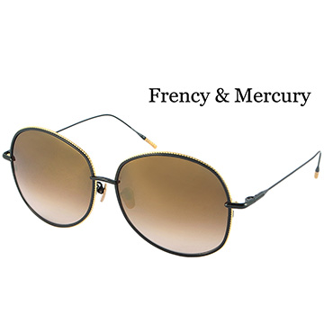 【Frency&Mercury 太陽眼鏡】Vanilla ABG-M 日本手工純鈦鏡框(黑框X金邊/水銀漸層棕鏡面)