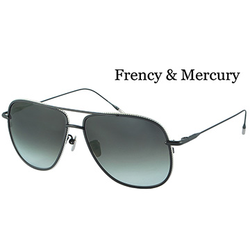 【Frency&Mercury 太陽眼鏡】Magnificent MBS_ 純鈦日本手工鏡框(黑框X銀邊/漸層灰綠鏡面)