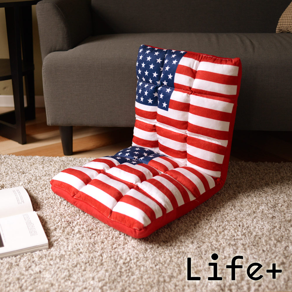 【Life Plus】 英美復刻風紓壓折疊和室椅.靠椅.躺椅_M美國國旗