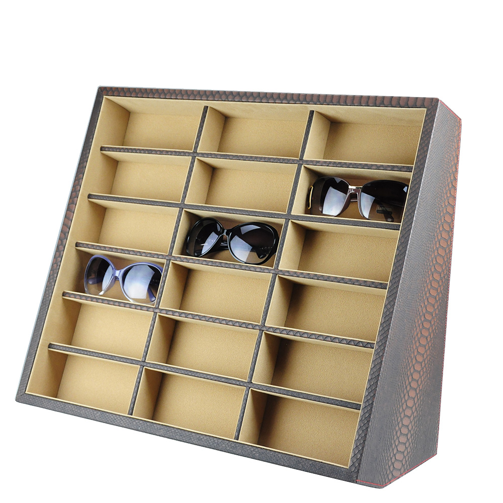 【收藏專家】率性蛇紋眼鏡收藏盒-18支(米X棕 / 18GL-PU-Br)