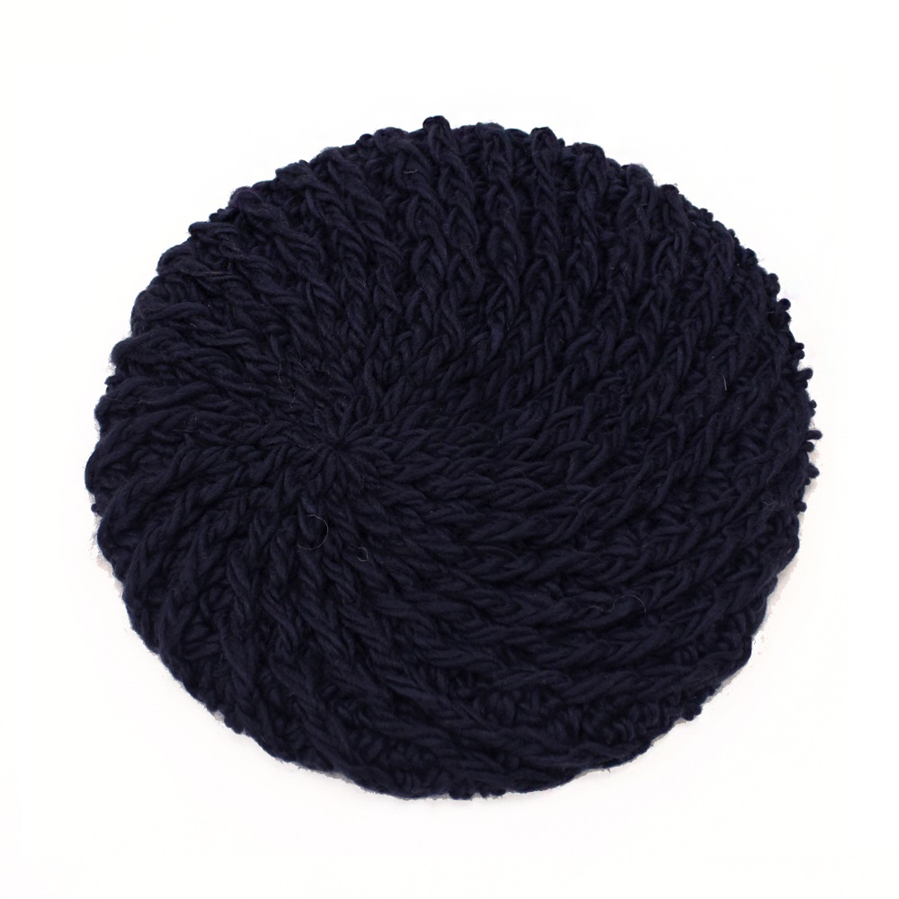 【U】AURORA - <日本進口>純色編織貝蕾帽(三色可選) - 深藍