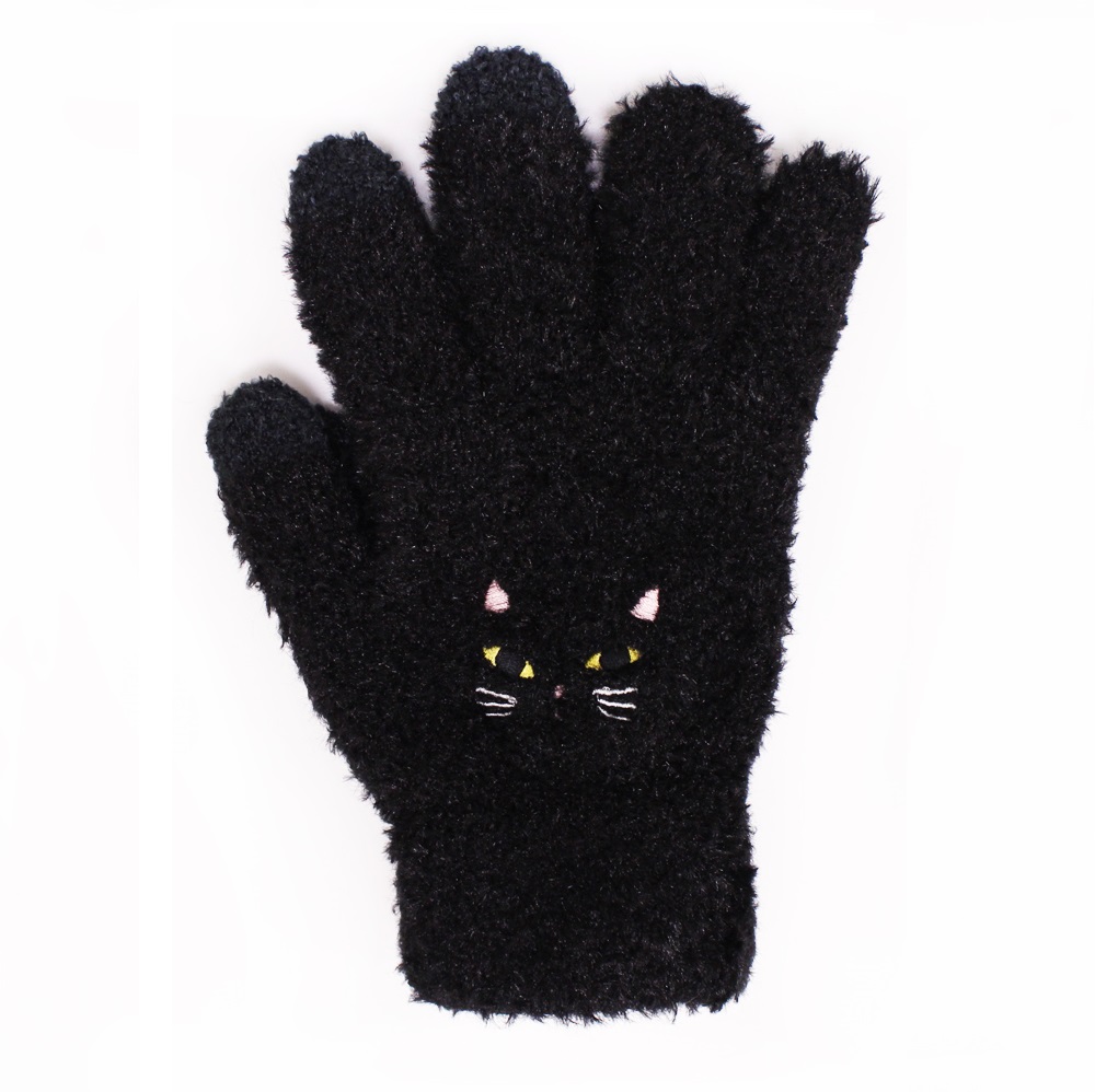 【U】MigoBear - 可愛貓咪觸控手套(三色可選) - 黑色