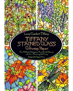 Tiffany Stained Glass Giftwrap Paper: Four Different Designs on Four 18X24 Sheets With Four Matching Gift Cards