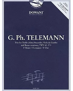 George Philipp Telemann (1681-1767): Trio for Treble (Alto) Recorder, Viola, Da Gamba and Basso Continuo, Twv 42: F 3 F Major/ F