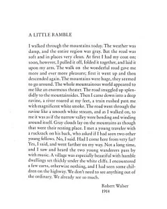 A Little Ramble: In the Spirit of Robert Walser