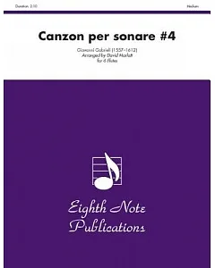 Canzon Per Sonare #4: For 6 Flutes: Medium