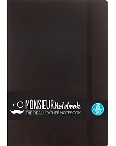 Monsieur Notebook Black Leather Plain Medium