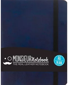 monsieur Notebook Navy Leather Plain Small