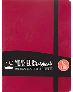 Monsieur Notebook Pink Leather Ruled Small