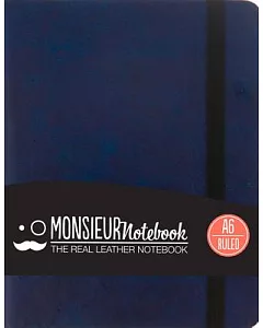 Monsieur Notebook Navy Leather Ruled Small