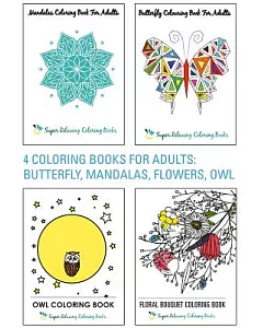4 coloring books for Adults - Butterfly, Mandalas, Flowers & Owl