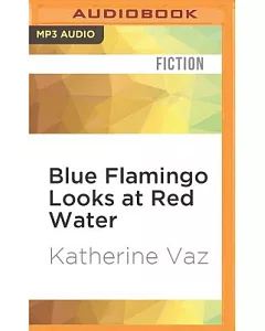 Blue Flamingo Looks at Red Water