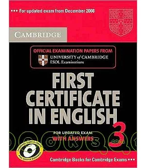 Cambridge First Certificate in English 3 With Answers: Official Examination Papers from University of Cambridge Esol Examination