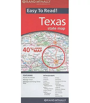 Rand McNally Easy to Read Texas State Map