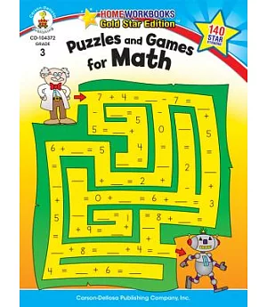 Puzzles and Games for Math: Grade 3, Gold Star Edition