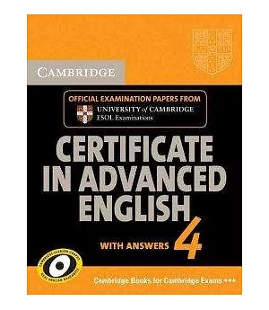 Cambridge Certificate in Advanced English 4 With Answers: Official Examination Papers from University of Cambridge ESOL Examinat