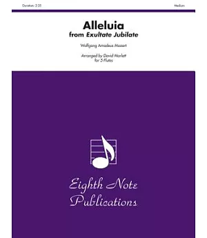 Alleluia from Exultate Jubilate: For 5 Flutes; Medium