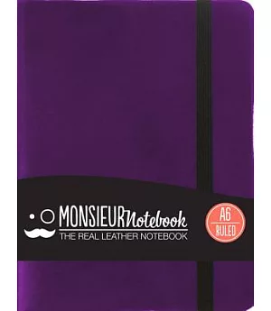 Monsieur Notebook Purple Leather Ruled Small: A6 Ruled