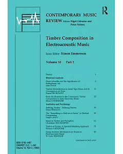 Contemporary Music Review: Timbre Composition in Electroacoustic Music
