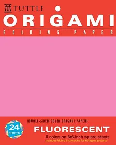 Origami Folding Paper, Fluorescent: 6 Colors on 6x6 Inch Square Sheets, Doubled-sided