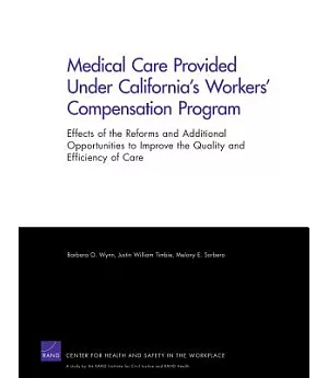 Medical Care Provided Under California’s Workers’ Compensation Program: Effects of the Reforms and Additional Opportunities to
