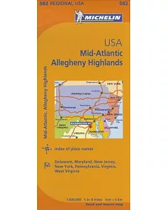 Michelin Map Mid-Atlantic Allegheny Highlands / Michelin Etats-Unis Atlantique centre Allegheny Highlands: 582 Regional USA