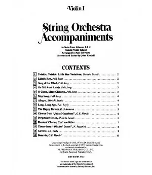 String Orchestra Accompaniments to Solos: Violin