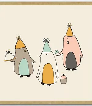 Birthday Penguins Green Gift-notes