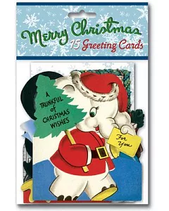 Vintage Christmas Cards Packet: 15 Greeting Cards With Envelopes