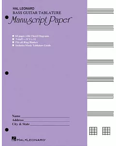 Bass Guitar Tablature Manuscript Paper: Purple Cover