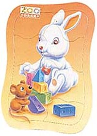 幼兒造形拼圖－小白兔玩積木(8片)