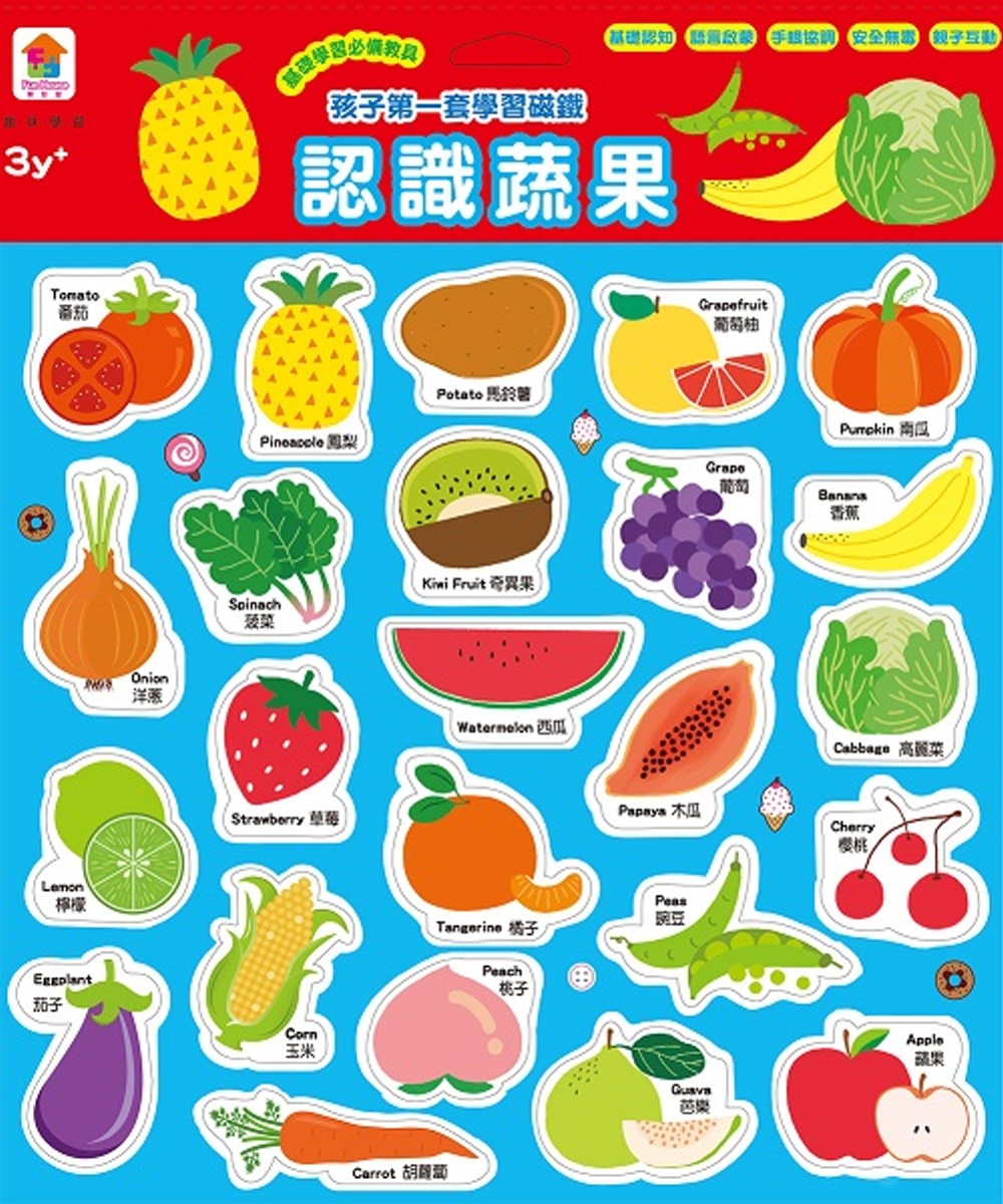 孩子第一套學習磁鐵：認識蔬果(內附蔬果磁鐵24個)(限台灣)